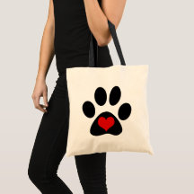 Paw Print Kärlek Red Heart Toart Bag