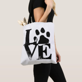 Paw Print KÄRLEK Tote Bag Tygkasse