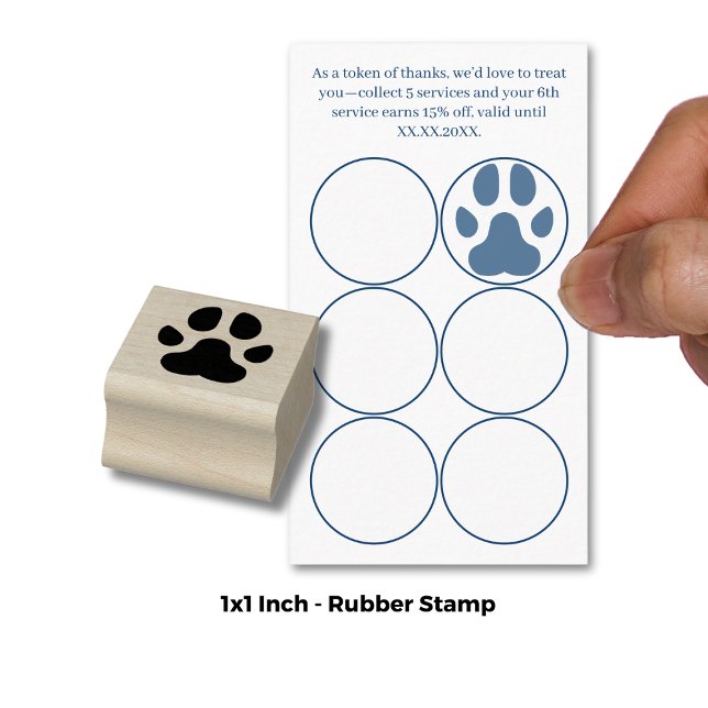 Paw Print - Loyalty Card Devaluation  Stämpel (Paw Print - Loyalty Card Devaluation 1" Inch Rubber Stamp)