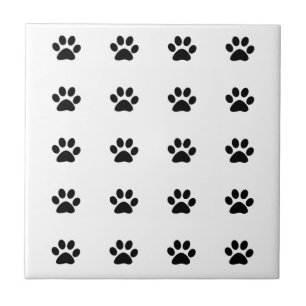 Paw Print Mönster Black White Cute Snyggt Gift Kakelplatta
