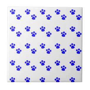 Paw Print Mönster Blue White Cute Colorful Coola Kakelplatta