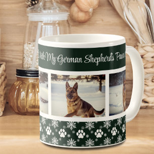 Paw Print Mönster Forest Grönt 4 Hund Photo Kaffemugg