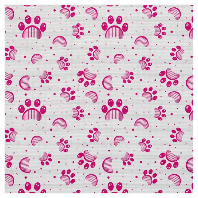 Paw print mönster i rosa färg tyg (Provkarta)