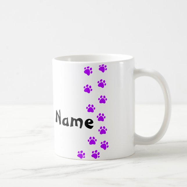 Paw print mugg - lägg till din egen namn (Höger)