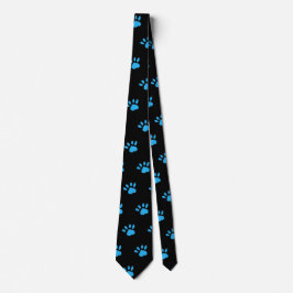 Paw Print Neck Tie (svart och blå) Slips