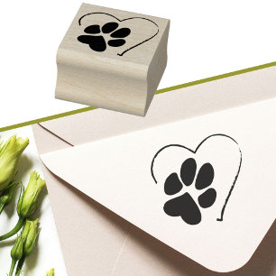Paw Print on Heart Cute Simple Hund älskare Stämpel