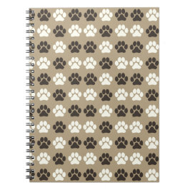 Paw Print Pattern Earthy Sand Anteckningsbok