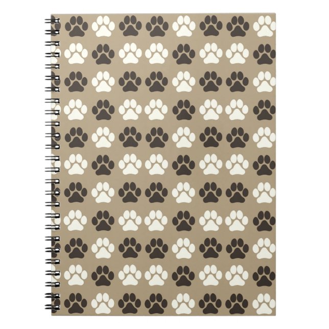 Paw Print Pattern Earthy Sand Anteckningsbok (Framsidan)