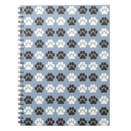 Paw Print Pattern Silver Blue Anteckningsbok