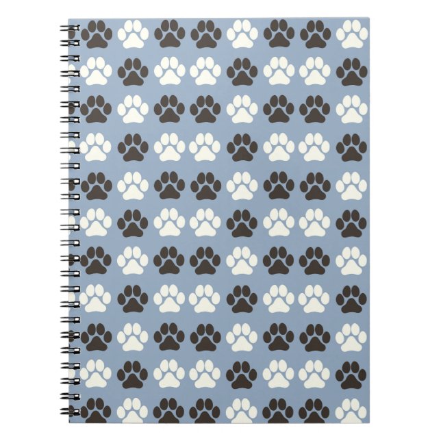 Paw Print Pattern Silver Blue Anteckningsbok (Framsidan)