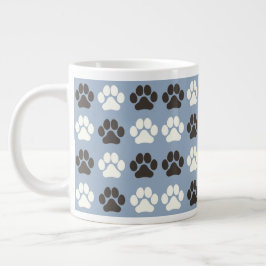 Paw Print Pattern Silver Blue  Jumbo Mugg