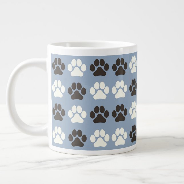 Paw Print Pattern Silver Blue  Jumbo Mugg (Vänster)
