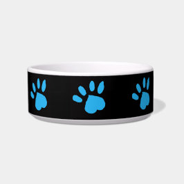 Paw Print Pet Bowl (svart och blå)