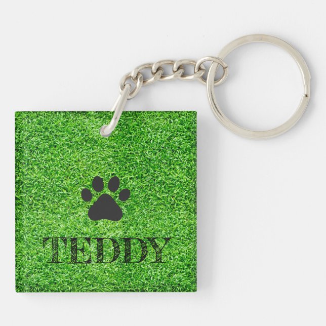 Paw Print PET NAMN Grass Hund Cat Sitter Roligt (Baksidan)
