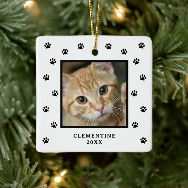 Paw Print Pet Photo Christmas Ornament (Träd)