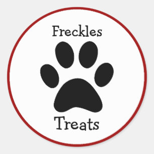 Paw Print Pet Trets etiketter