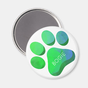 Paw Print Pets NAMN Blue Grönt Hund Cat Roligt Magnet