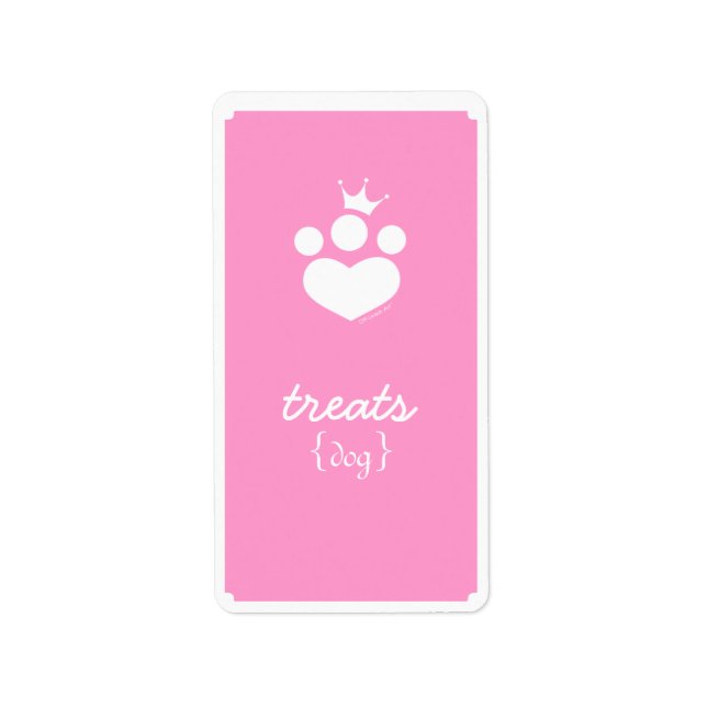 Paw Print Princess Off-Leash Art™ Pet Treats Adressetikett (Framsidan)