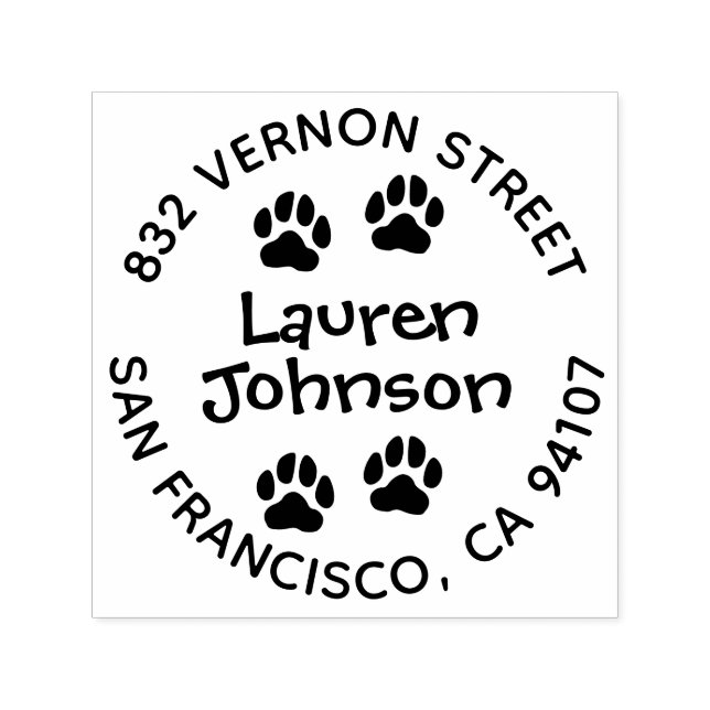 Paw Print Returadress Self Inking Frimärke Självfärgande Stämpel (Design)