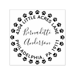 Paw Print Round Returadress Frimärke självtryckand Självfärgande Stämpel