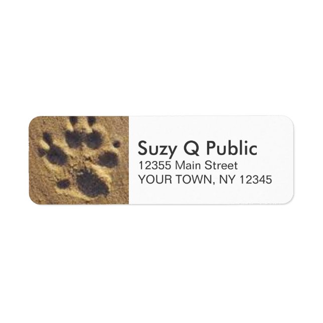 Paw Print Sand Personal Adressetiketters Returadress Etikett (Framsidan)