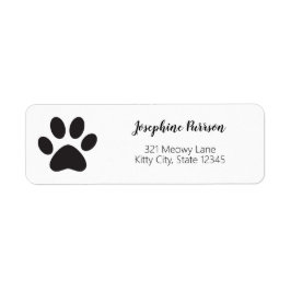 Paw Print Script Namn Adress Cat Hund Pet Modern Returadress Etikett