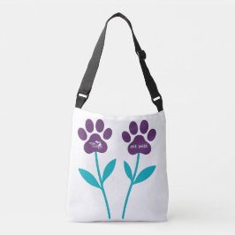 Paw Print Tulips Crossbody eller Shoulder Bag Axelväska