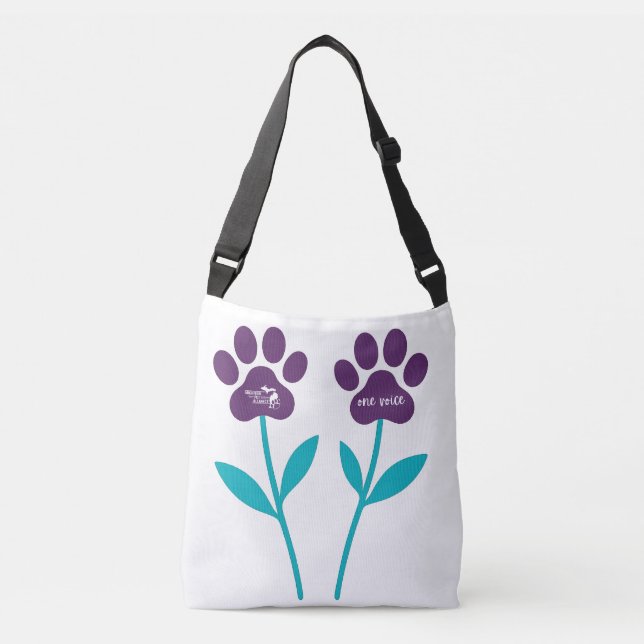 Paw Print Tulips Crossbody eller Shoulder Bag Axelväska (Framsida)