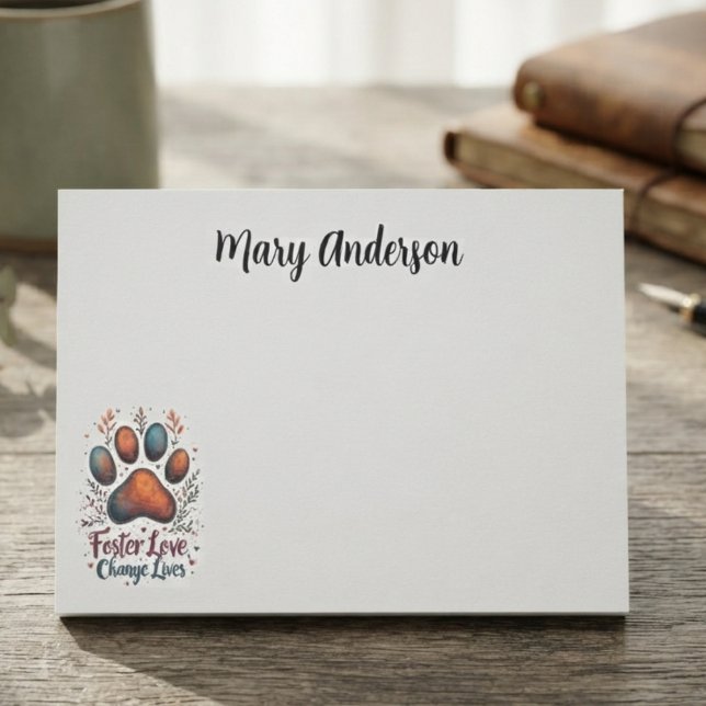 Paw Print Vattenfärg Rustik Post-it Block (Watercolor paw print sticky notes for animal shelter volunteers during pet adoption day.)