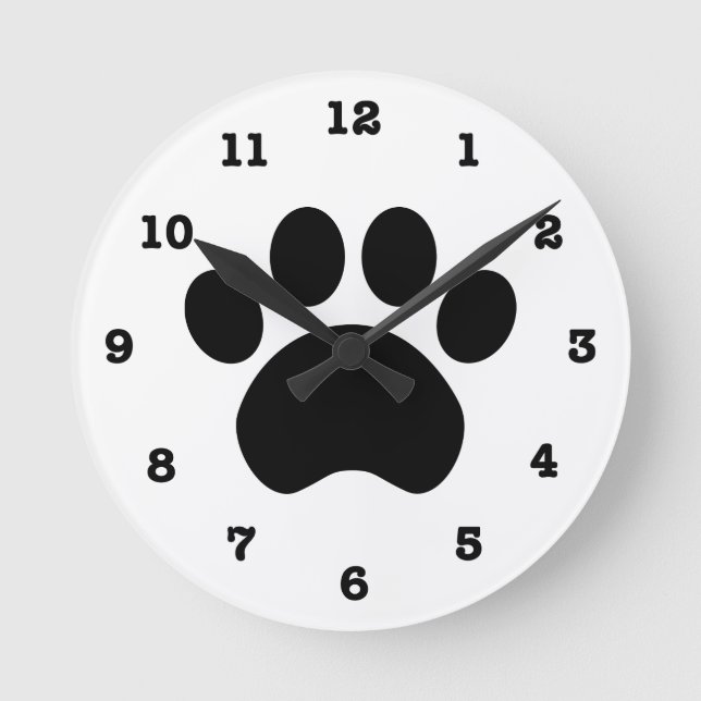 Paw Print Wall Clock Rund Klocka (Framsida)