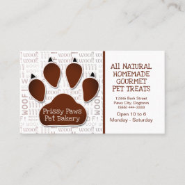 Paw Print with Message and Name in Brown Visitkort