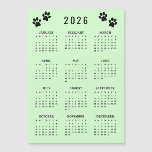 Paw Prints Design 2026 Kalender Magnetkort