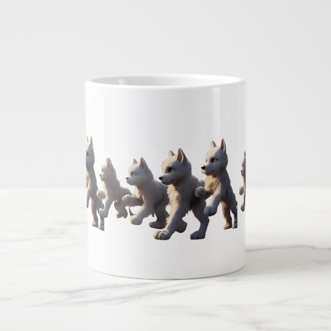 Paw Prints Walking Around Mug Base Design Jumbo Mugg (Framsidan)