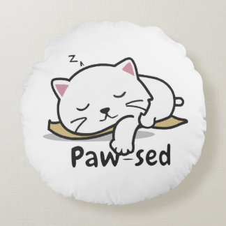 Paw-sed Cat Throw Pillow – Soft & Snuggly Nap Deco Rund Kudde