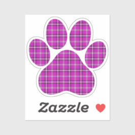 Paw Shape Plaid Pink Purple Cat Dog Klistermärken