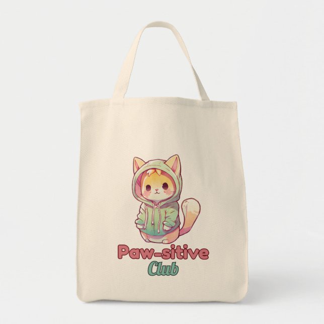 Paw‑sitive Club Cat Design for Animal Lover Tygkasse (Framsidan)