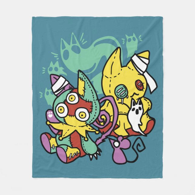 Paw-sitively Frightful | Monstrous Cats Halloween  Fleecefilt (Framsidan)