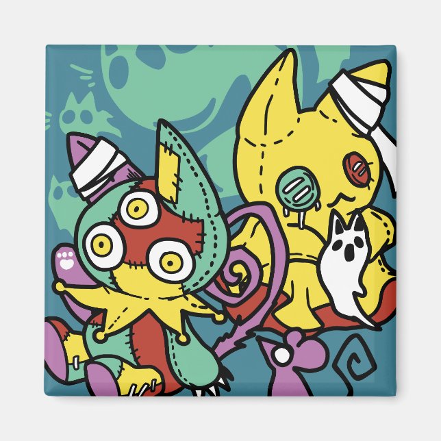 Paw-sitively Frightful | Monstrous Cats Halloween  Magnet (Framsidan)