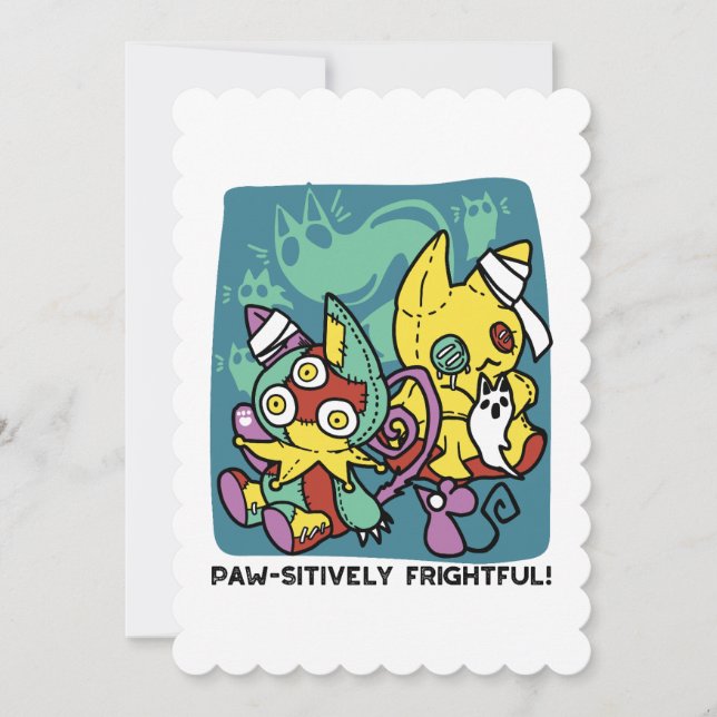 Paw-sitively Frightful | Monstrous Cats Halloween  Tack Kort (Framsida)