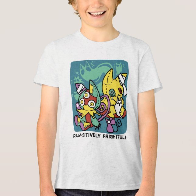 Paw-sitivt skrämmande | Monstrosa katters Hallowee T Shirt (Framsida)