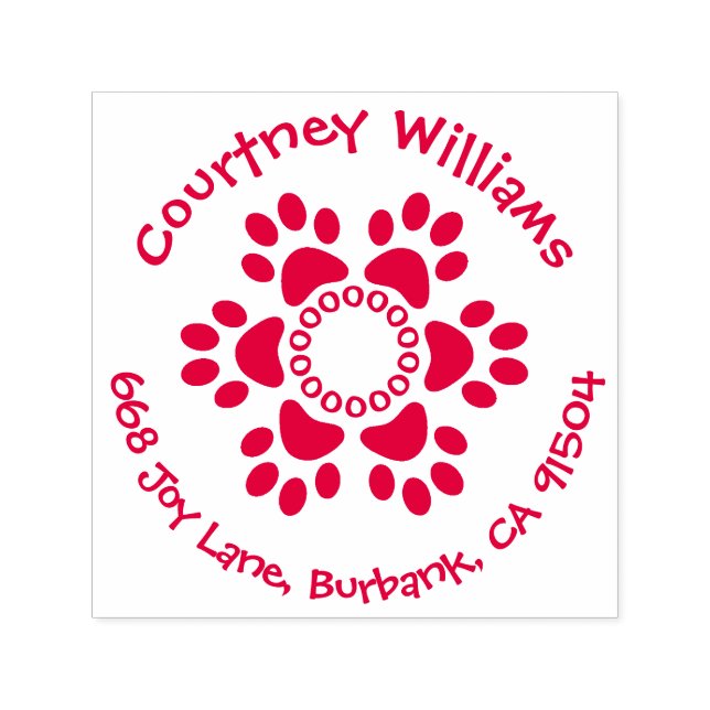 Paw Skriv ut blommande Returadress självtryckande  Självfärgande Stämpel (Design)