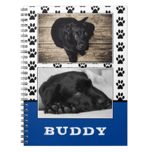 Paw Skriv ut Blue Pet Hund 2-foto Anteckningsbok