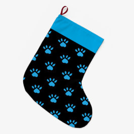 Paw Skriv ut julklapp (svart och blå) Stor Julstrumpa