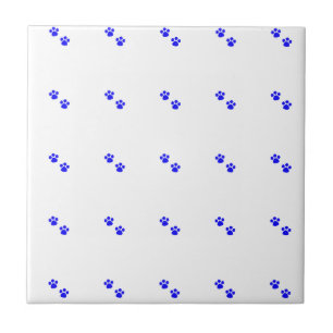 Paw Skriv ut Mönster Blue White Cute Colorful Cute Kakelplatta