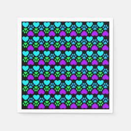 Paw Skriv ut och hjärtat Pappersservett