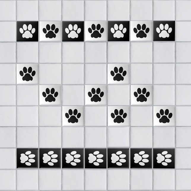 Paw Skriv ut svart på vitt Kakelplatta (Skapare uppladdad)