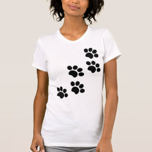 Paw skriver ut katt hund söt svart och vit t shirt