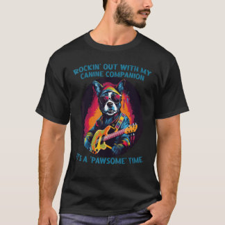 Paw-som Gitarrhund för Rock'n Roll-musik och Gitar T Shirt