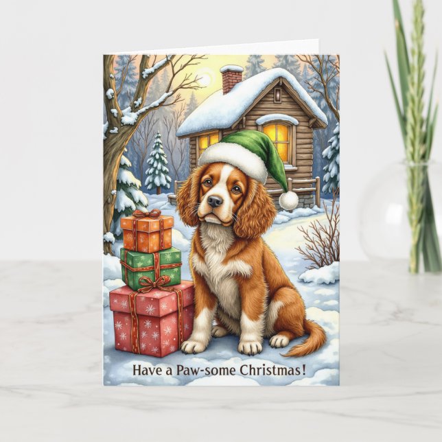 Paw-som jul – American Water Spaniel Kort (Framsida)