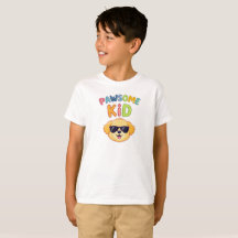 Paw-som Kid Söt Hund T-Shirt för Pojkar och Flicko